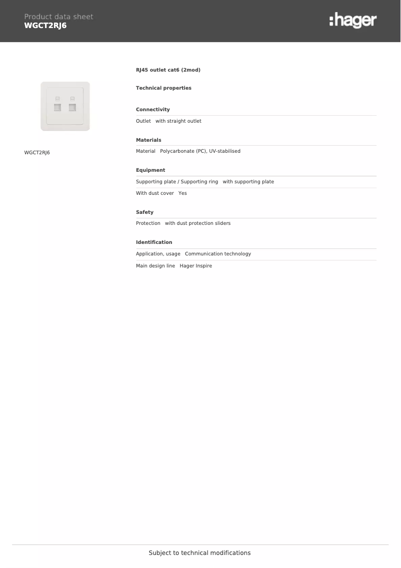 Image de la première page du manuel de l'appareil WGCT2RJ6