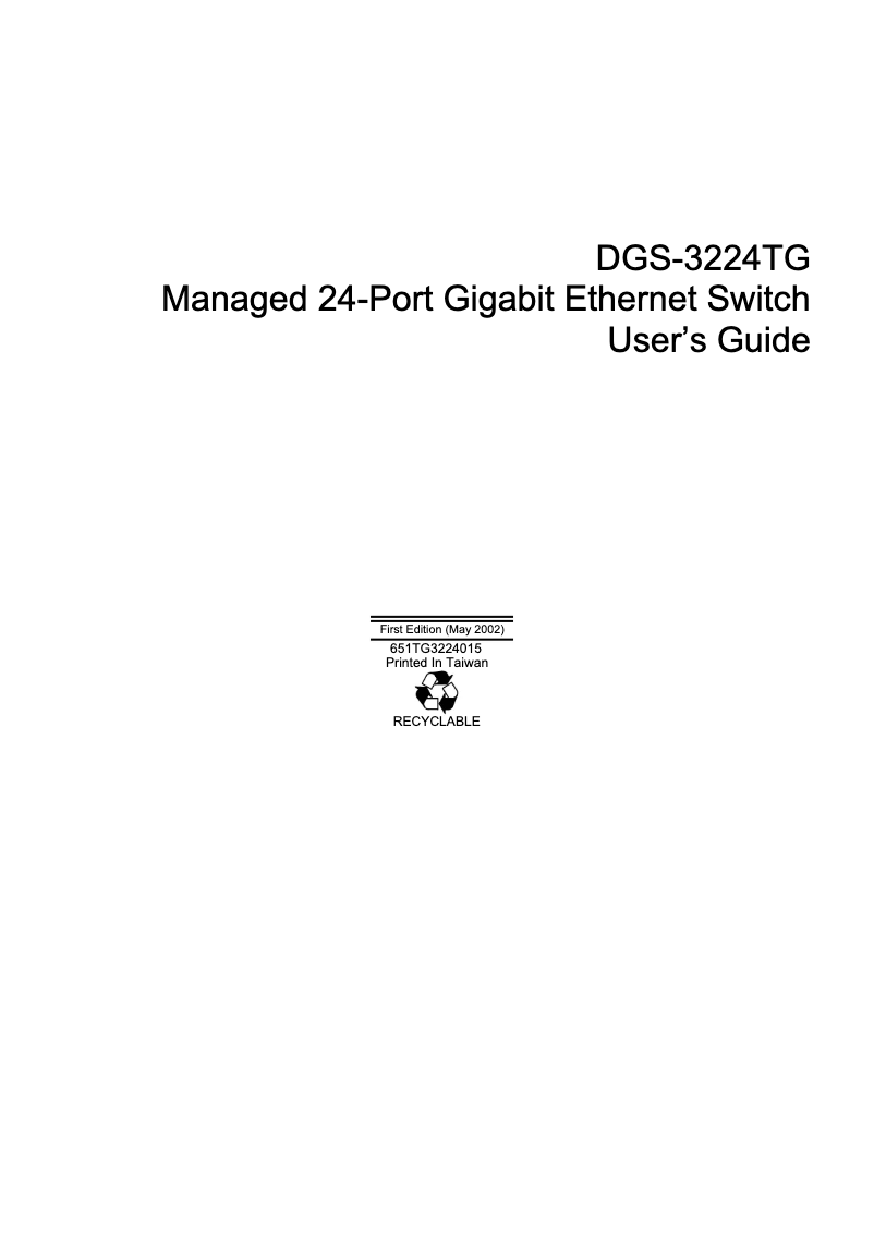 Page n°1 - Manuel utilisateur D-Link DGS-3224TG