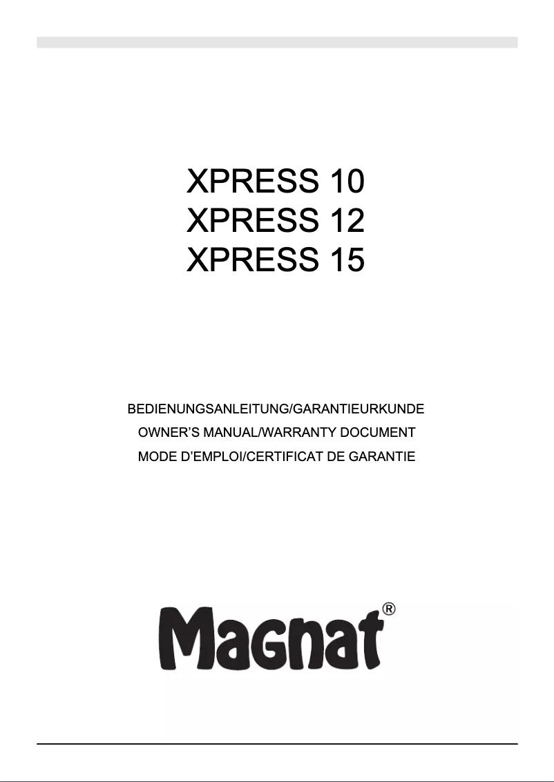 Page 1 de la notice Manuel utilisateur Magnat XPRESS 15