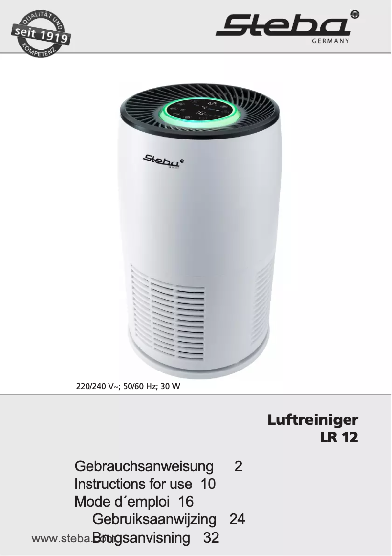 Page n°1 - Manuel utilisateur Steba LR 12