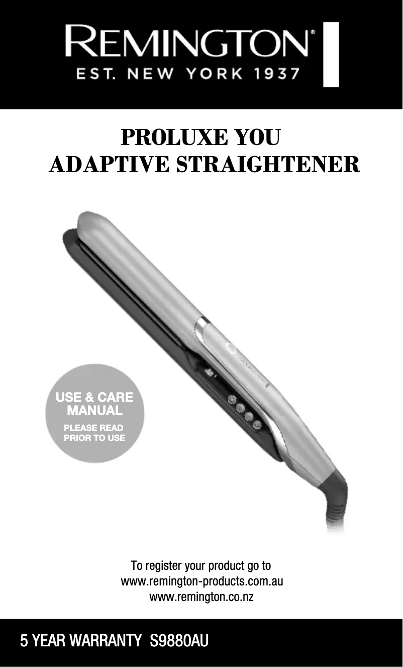 Página 1 del manual Manual de usuario Remington Proluxe You S9880AU