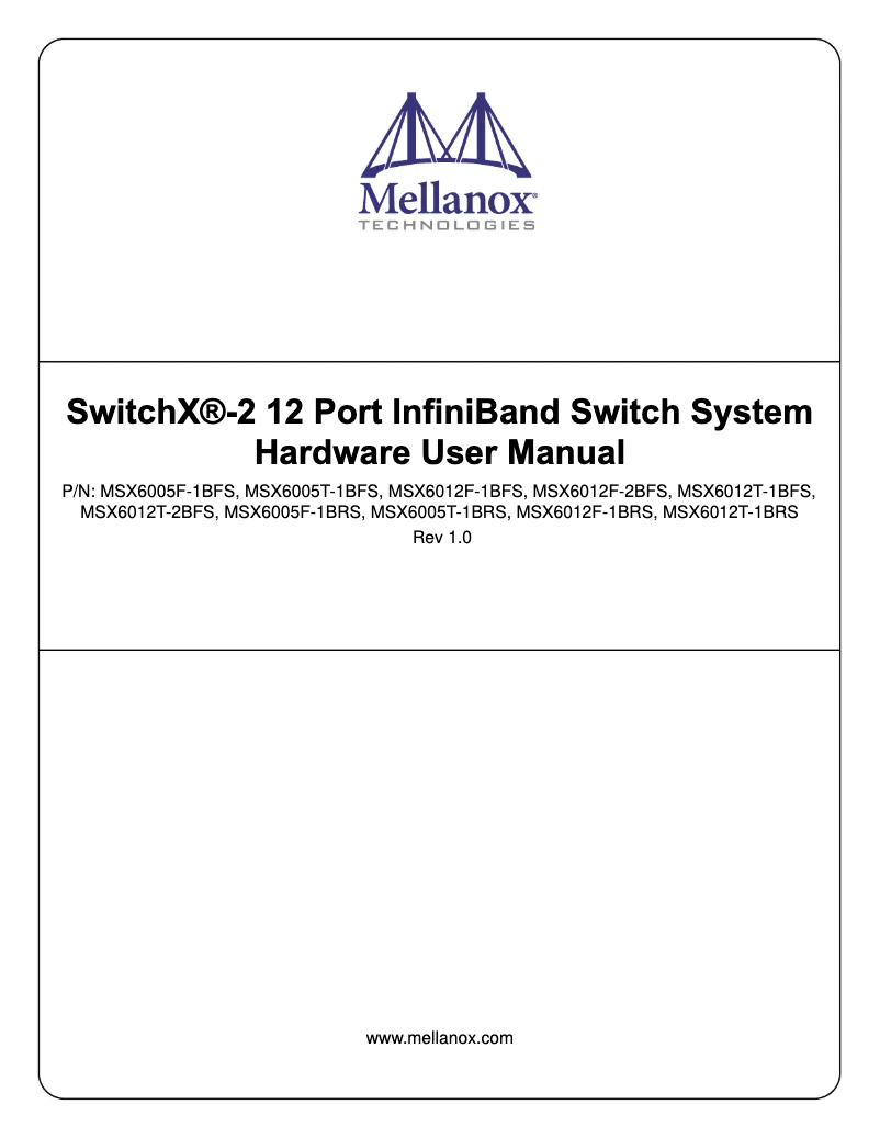 Image de la première page du manuel de l'appareil SwitchX-2 MSX6012F-2BFS