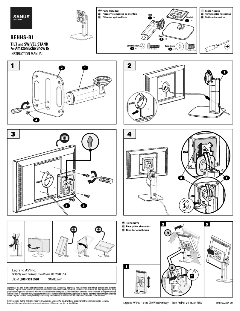 Page 1 de la notice Manuel utilisateur Sanus BEHHS