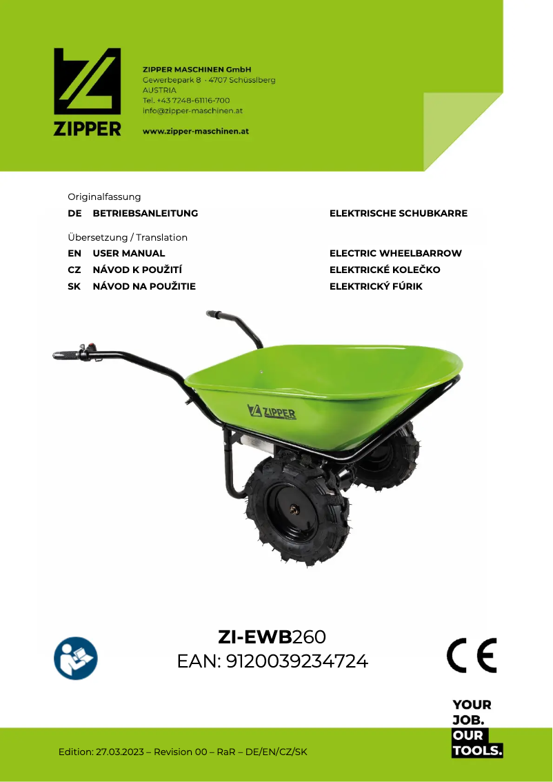 Page 1 de la notice Manuel utilisateur Zipper ZI-EWB260