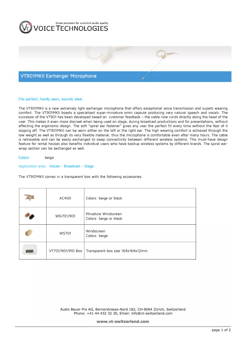 Page n°1 - Manuel utilisateur Voice Technologies VT901