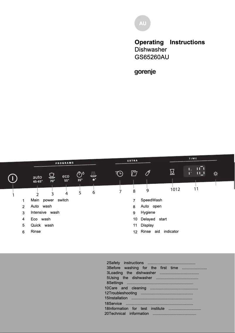 Page n°1 - Mode d'emploi Gorenje GS65260WAU