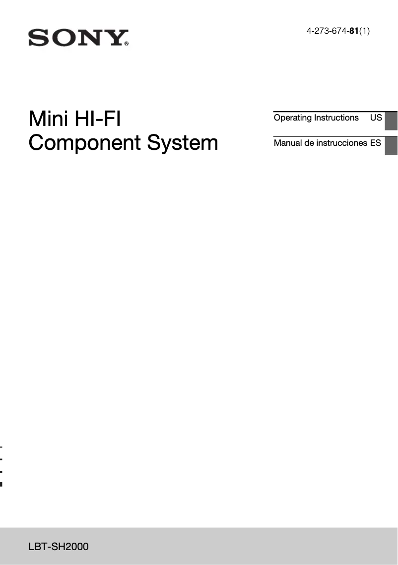 Page n°1 - Manuel utilisateur Sony LBT-SH2000