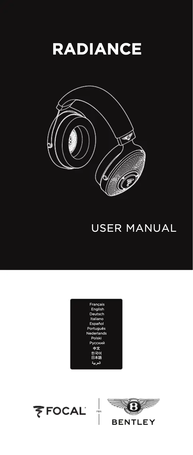 Page 1 de la notice Manuel utilisateur Focal for Bentley Radiance