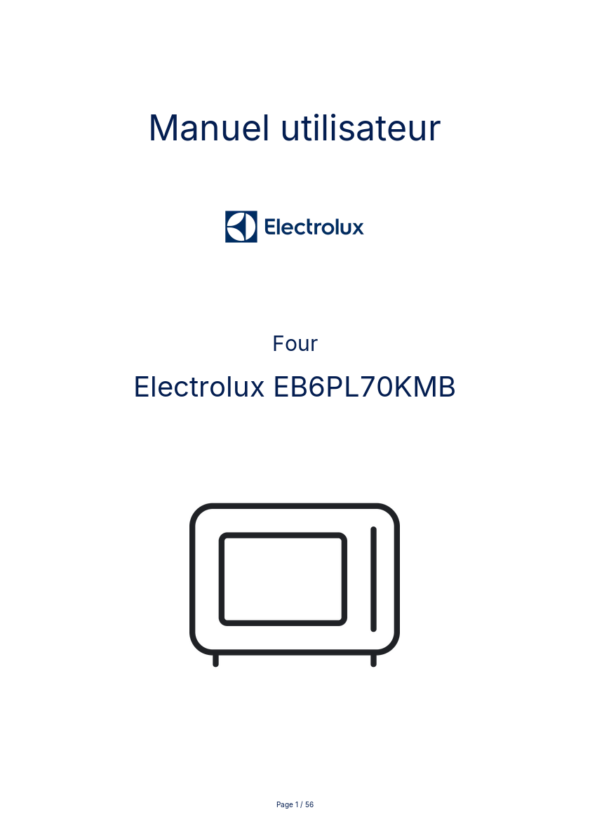 Page n°1 - Manuel utilisateur Electrolux EB6PL70KMB