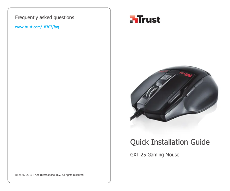 Page 1 de la notice Manuel utilisateur Trust GXT 25