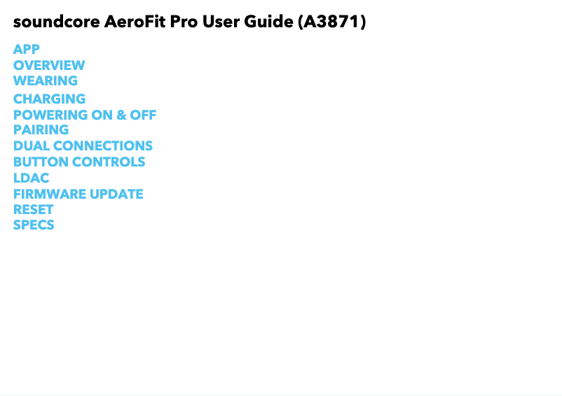 Image de la première page du manuel de l'appareil AeroFit Pro