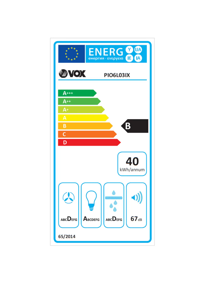 Página 1 del manual Etiqueta energética VOX PIO6L03IX