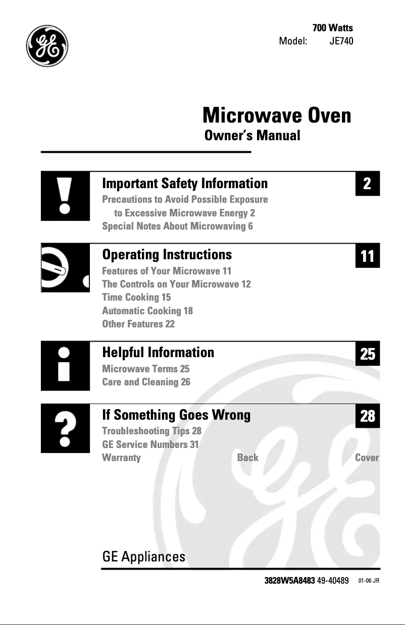 Image de la première page du manuel de l'appareil JE740BK