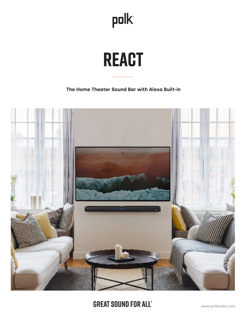 Image de la première page du manuel de l'appareil REACT Sound Bar