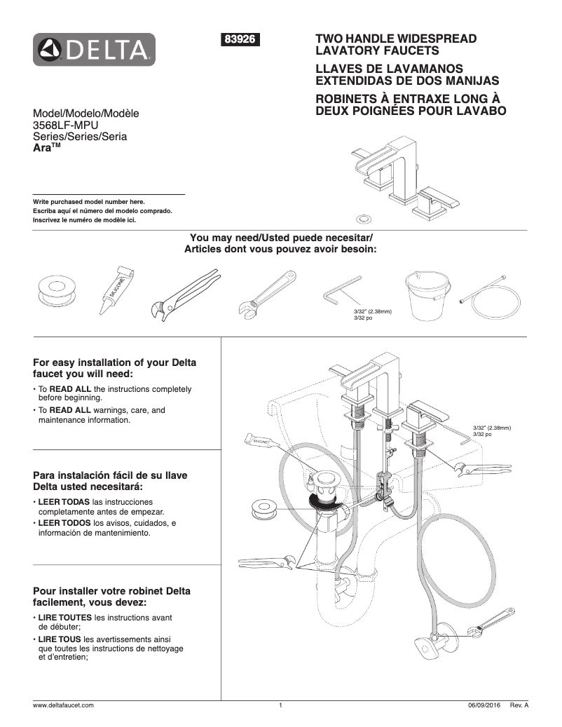 Página 1 del manual Manual de usuario Delta 3568LF-MPU