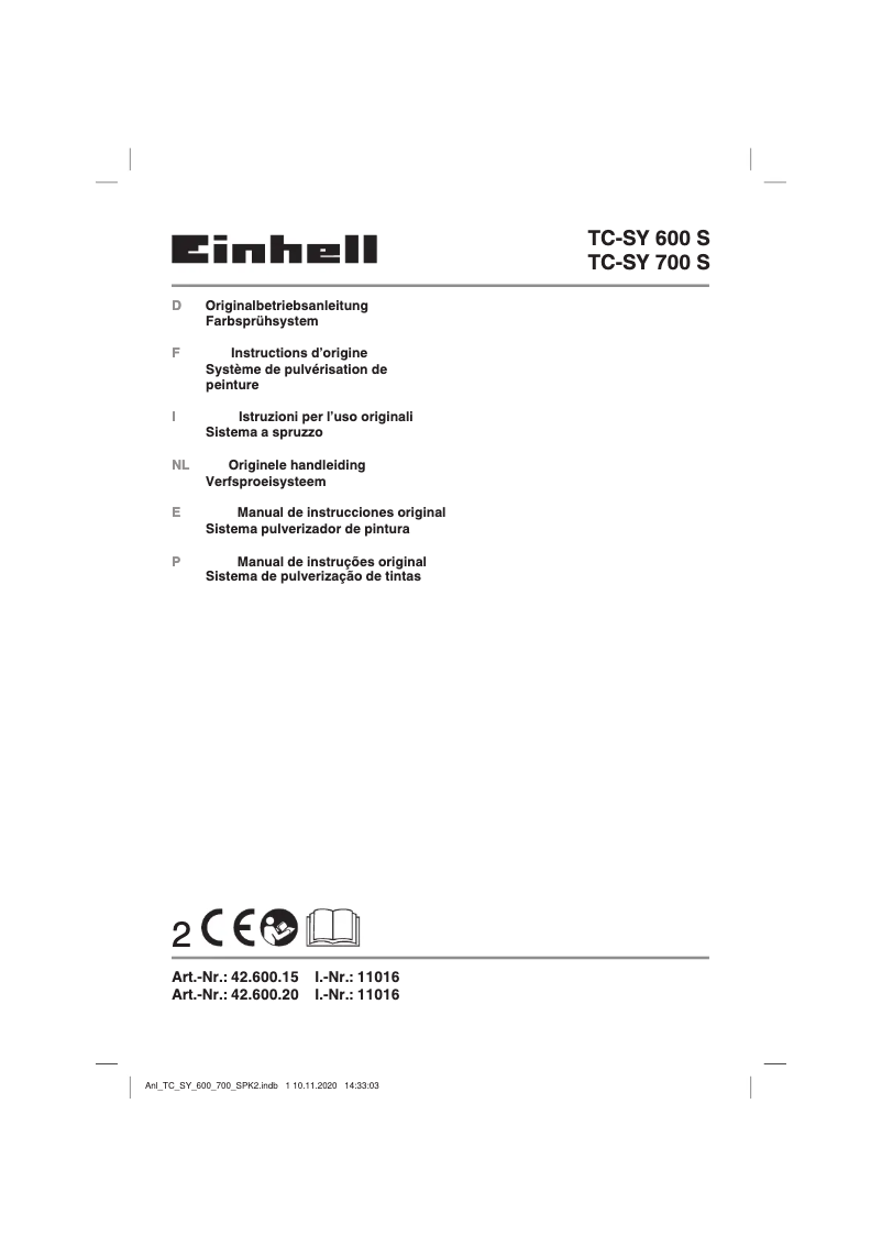 Page 1 de la notice Manuel utilisateur Einhell TC-SY 700 S
