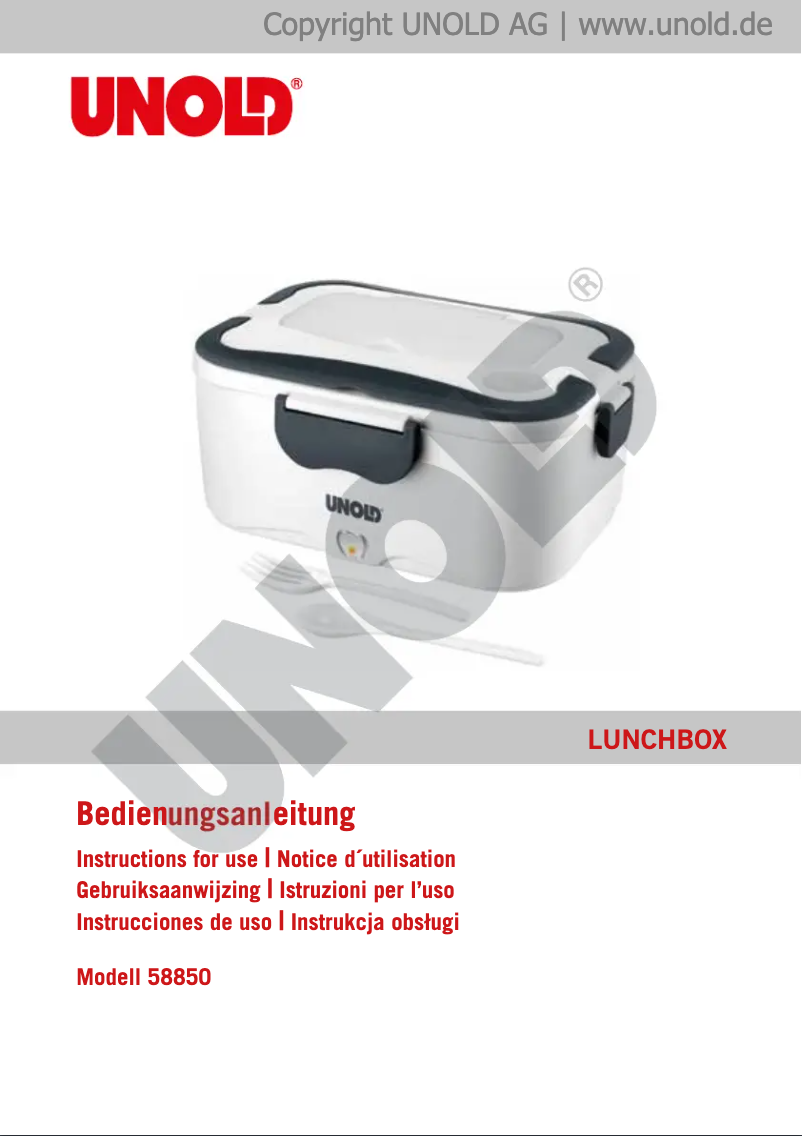 Image de la première page du manuel de l'appareil Lunchbox 58850