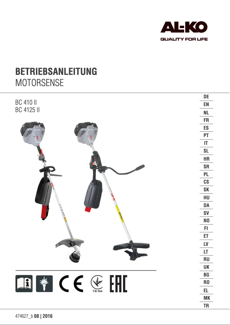 Page 1 de la notice Manuel utilisateur AL-KO BC 4125 II Comfort