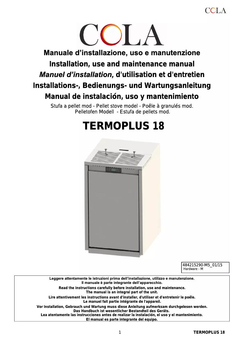 Page n°1 - Manuel utilisateur Cola Termo Plus 18