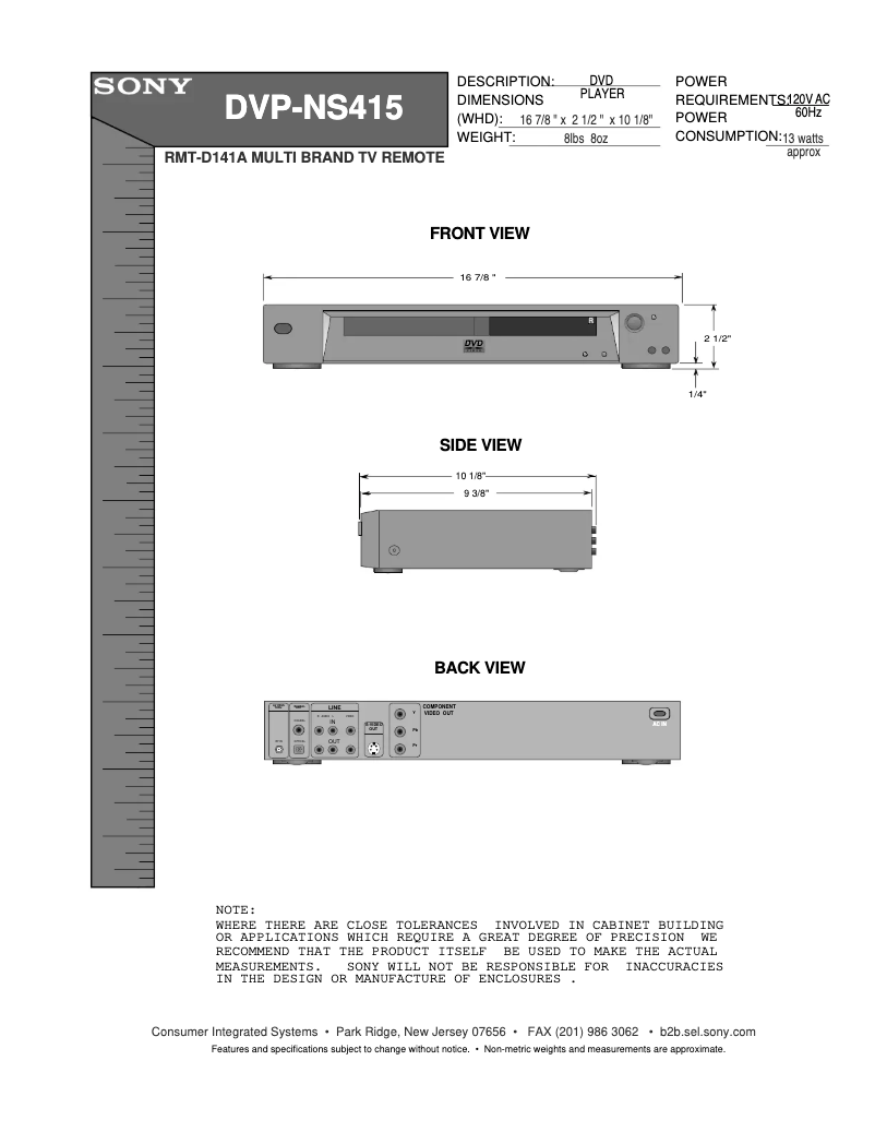Image de la première page du manuel de l'appareil DVP-NS415