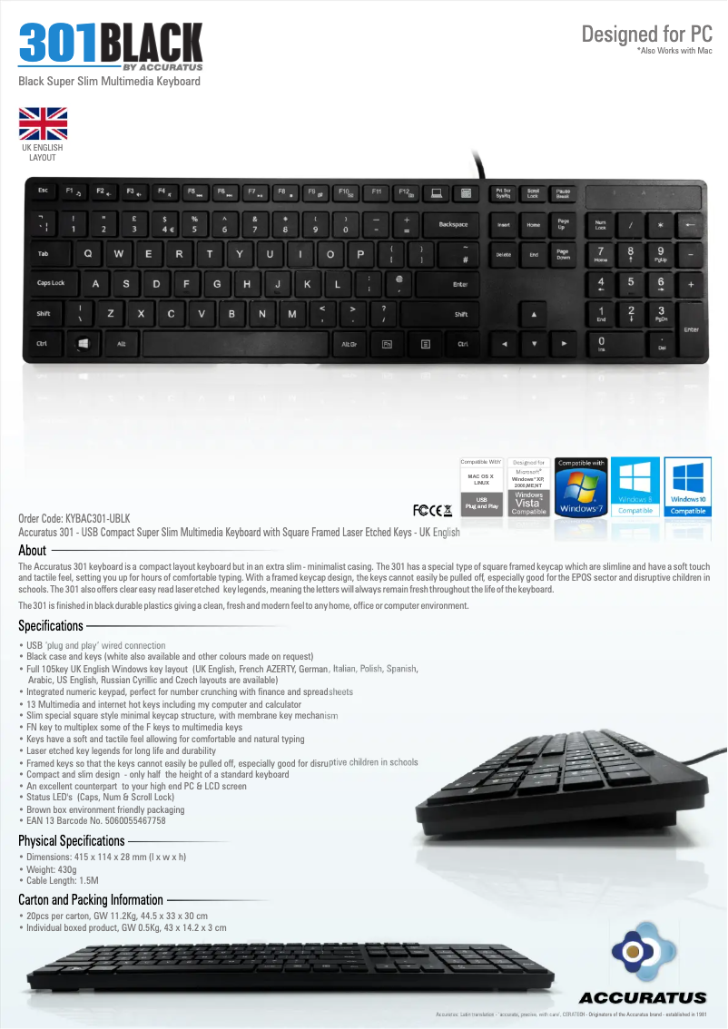 Page n°1 - Manuel utilisateur Accuratus KYBAC301-UBLK