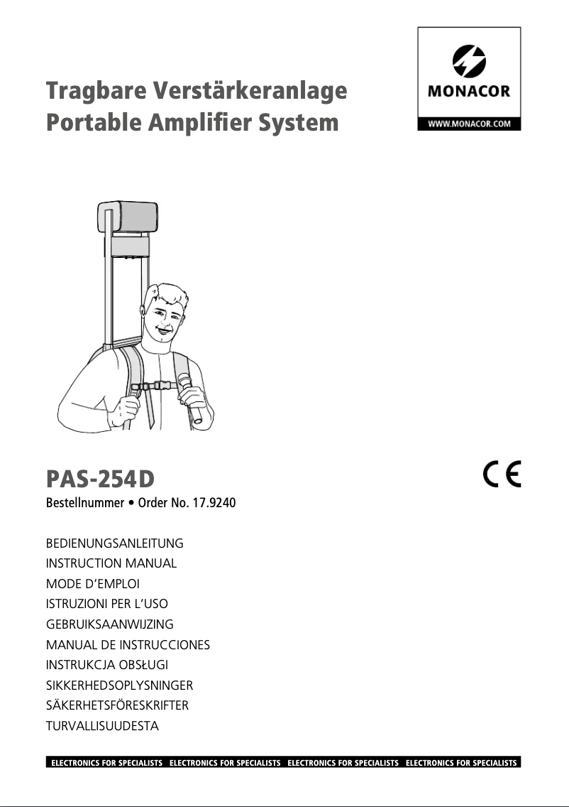 Image de la première page du manuel de l'appareil PAS-254D