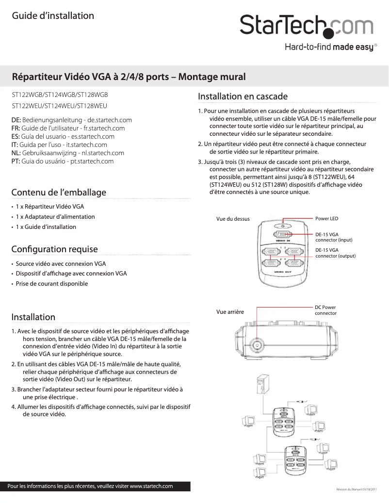 Page 1 de la notice Manuel utilisateur StarTech.com ST124W