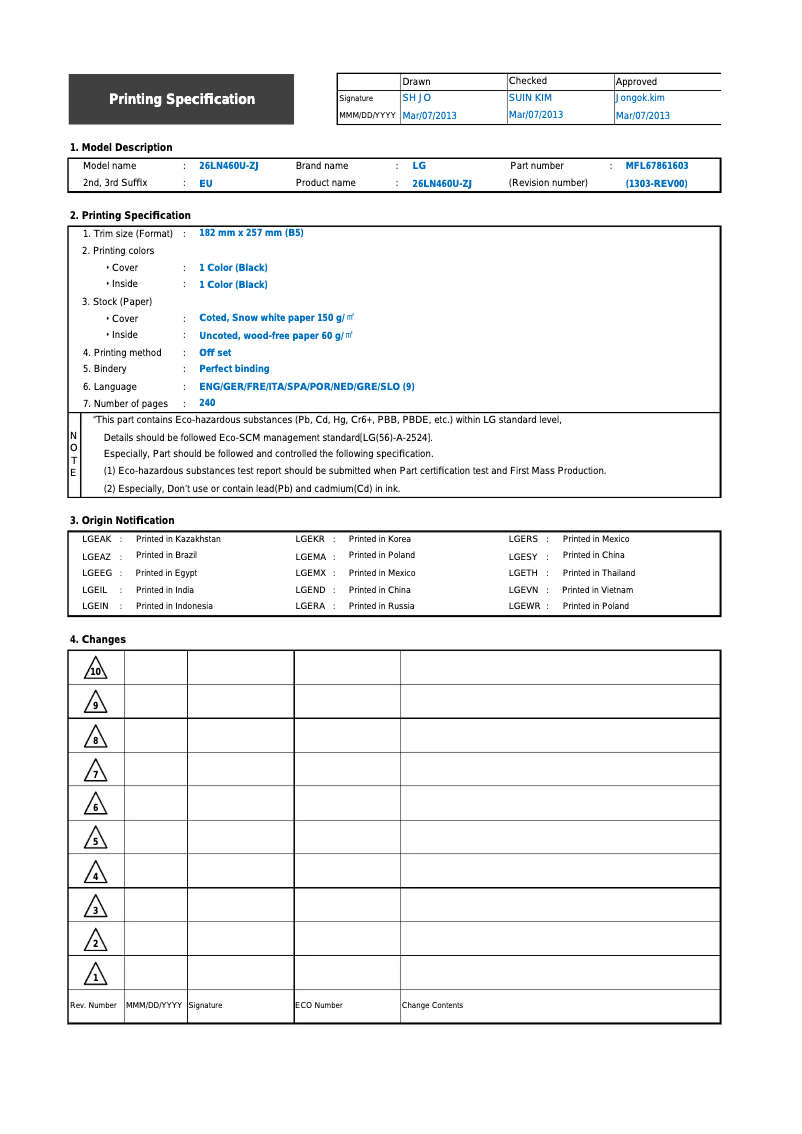 Image de la première page du manuel de l'appareil 29LN4607