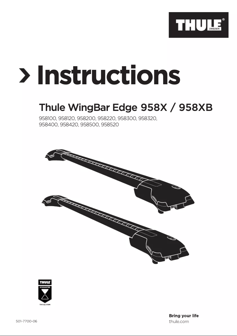 Page 1 de la notice Manuel utilisateur Thule WingBar Edge 9582