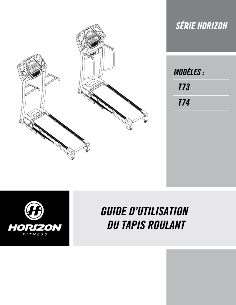 Page 1 de la notice Manuel utilisateur Horizon Fitness T73