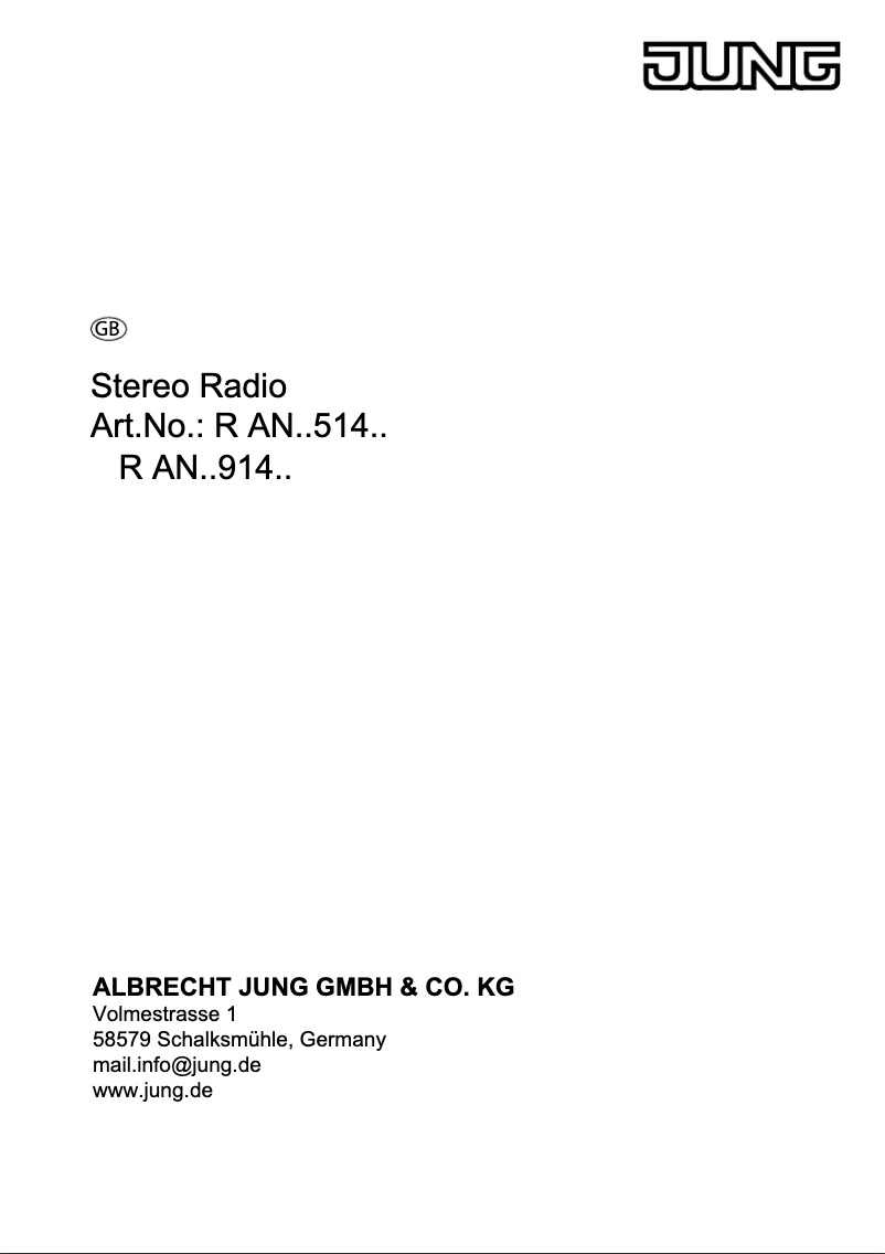 Page 1 de la notice Manuel utilisateur JUNG R AN AC M 514 SW