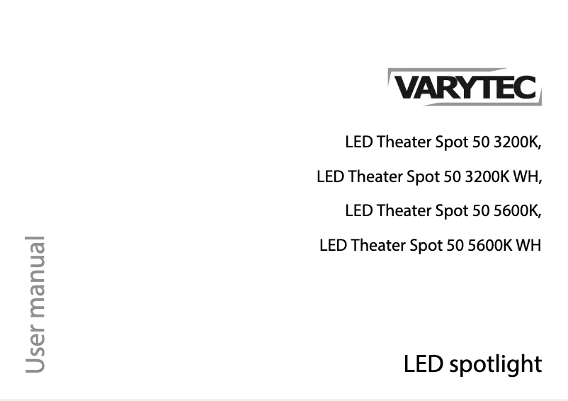 Page 1 de la notice Manuel utilisateur Varytec LED Theater Spot 50 3200K