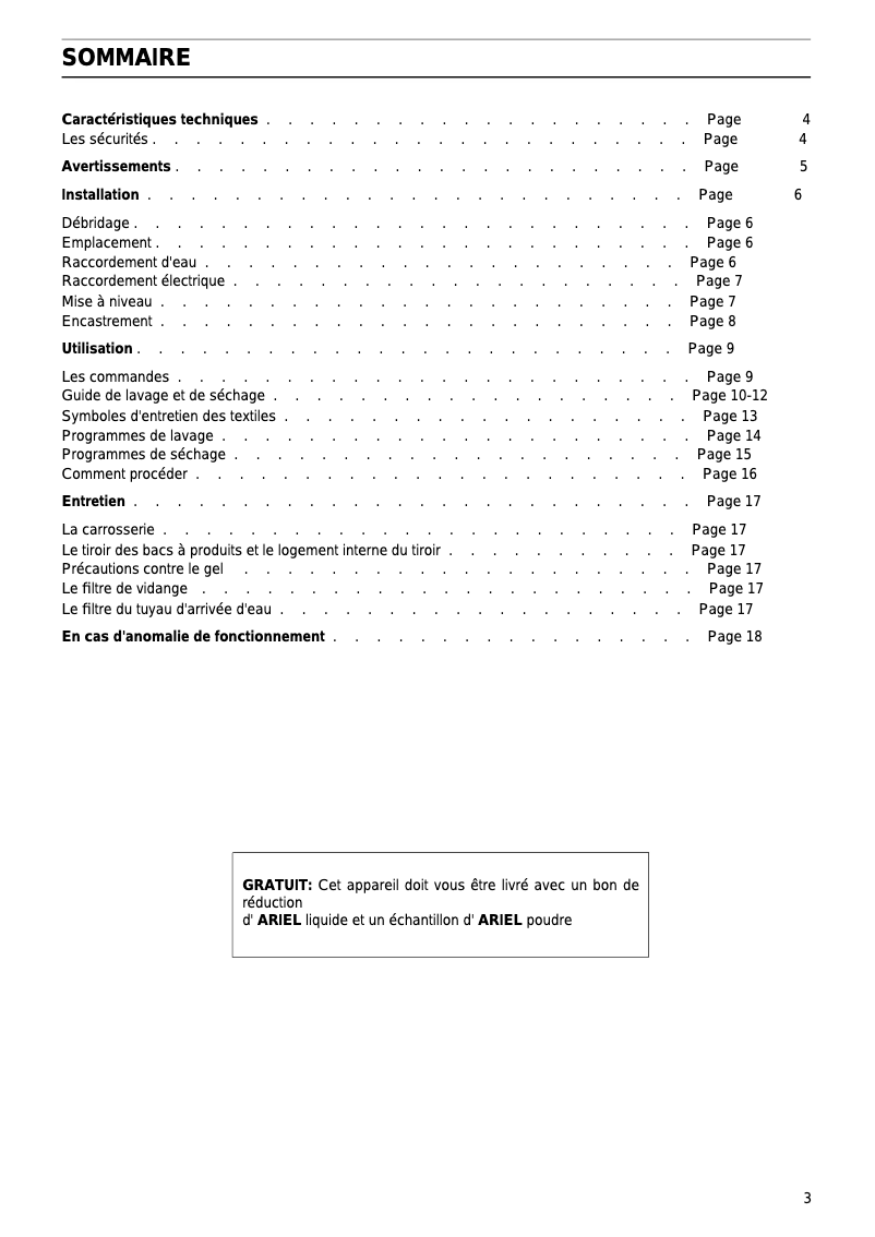 Page n°1 - Manuel utilisateur Arthur Martin-Electrolux AW 1075 S