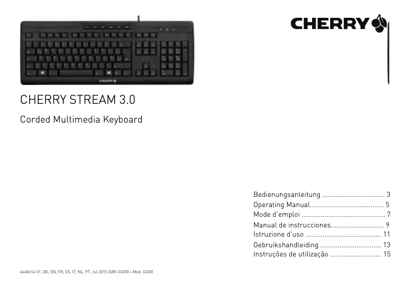 Page 1 de la notice Manuel utilisateur Cherry STREAM 3.0