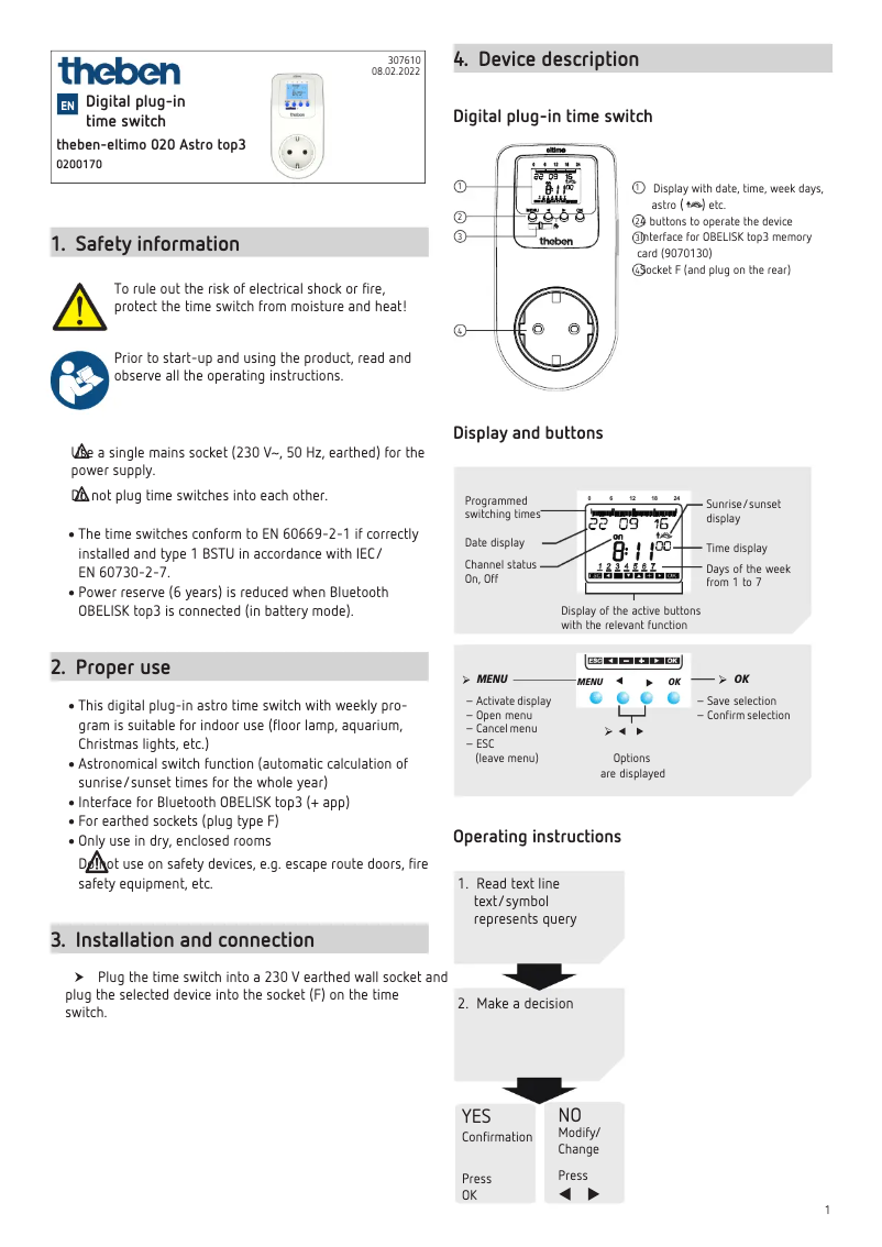 Page 1 de la notice Manuel utilisateur Theben theben-eltimo 020 Astro top3