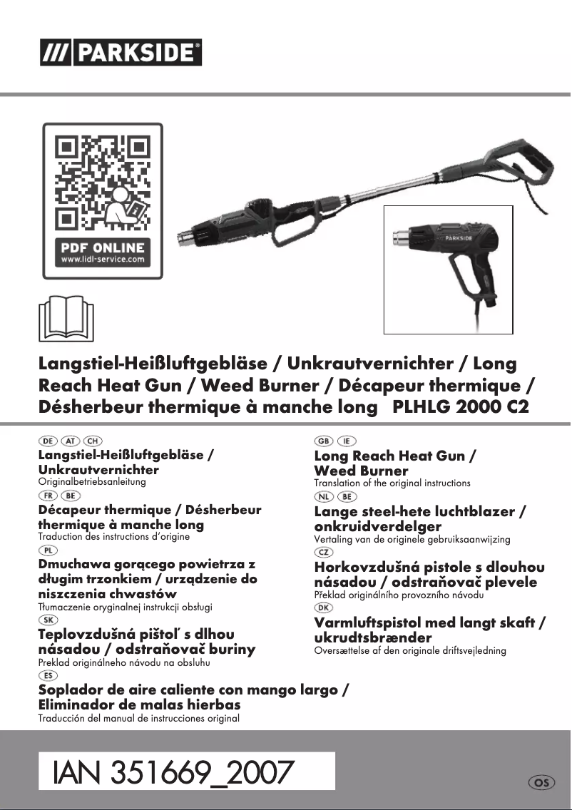 Página 1 del manual Manual de usuario Parkside PLHLG 2000 C