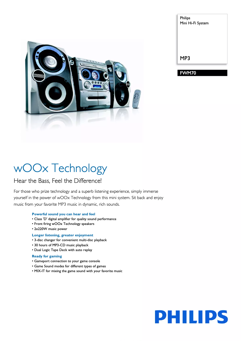 Image de la première page du manuel de l'appareil FWM70