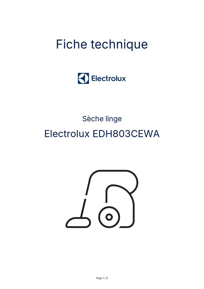 Image de la première page du manuel de l'appareil EDH803CEWA