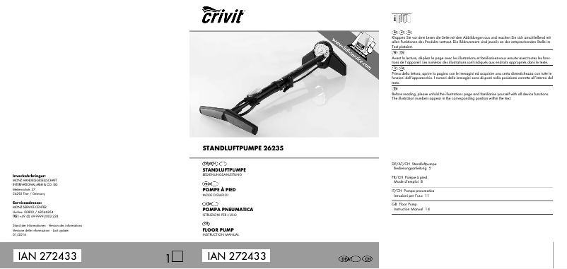Page 1 de la notice Manuel utilisateur Crivit 26235