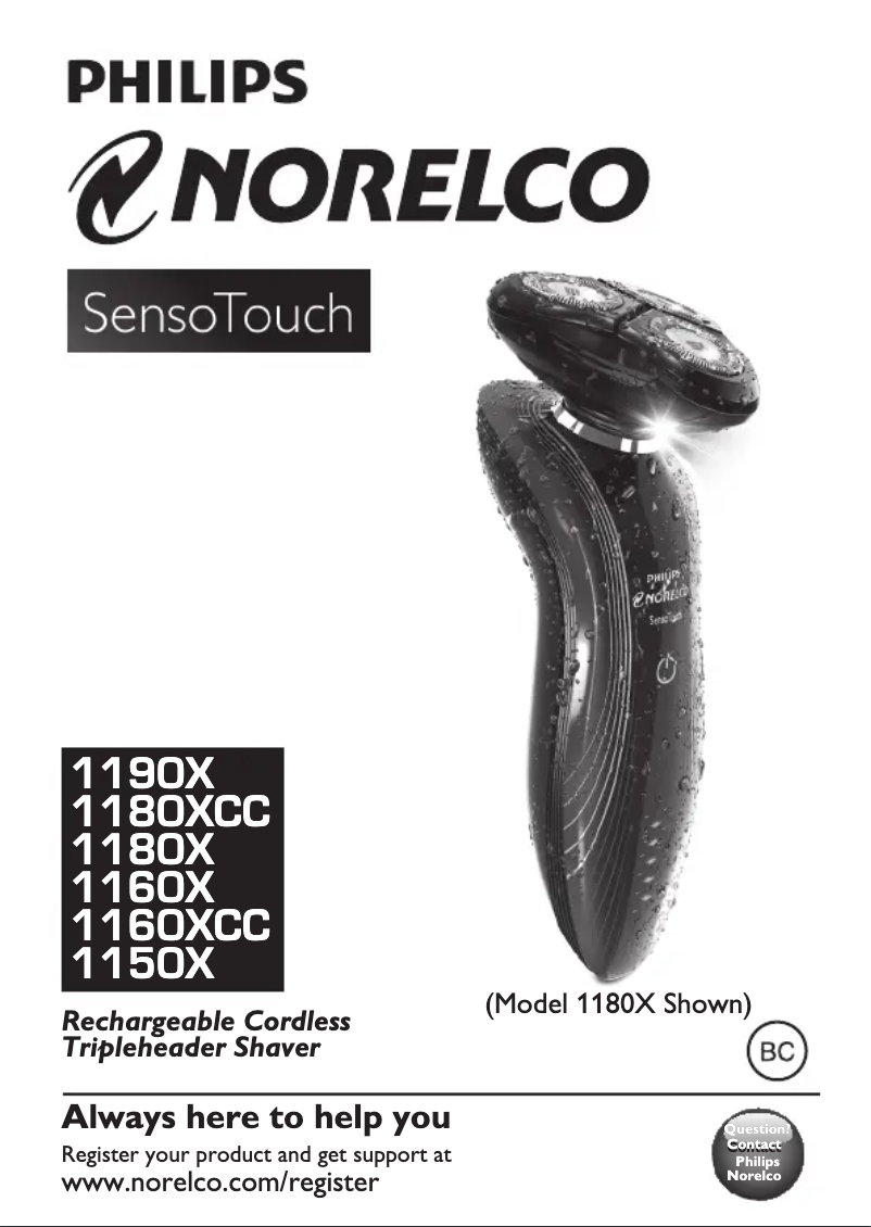 Page 1 de la notice Manuel utilisateur Philips Norelco SensoTouch 1160X