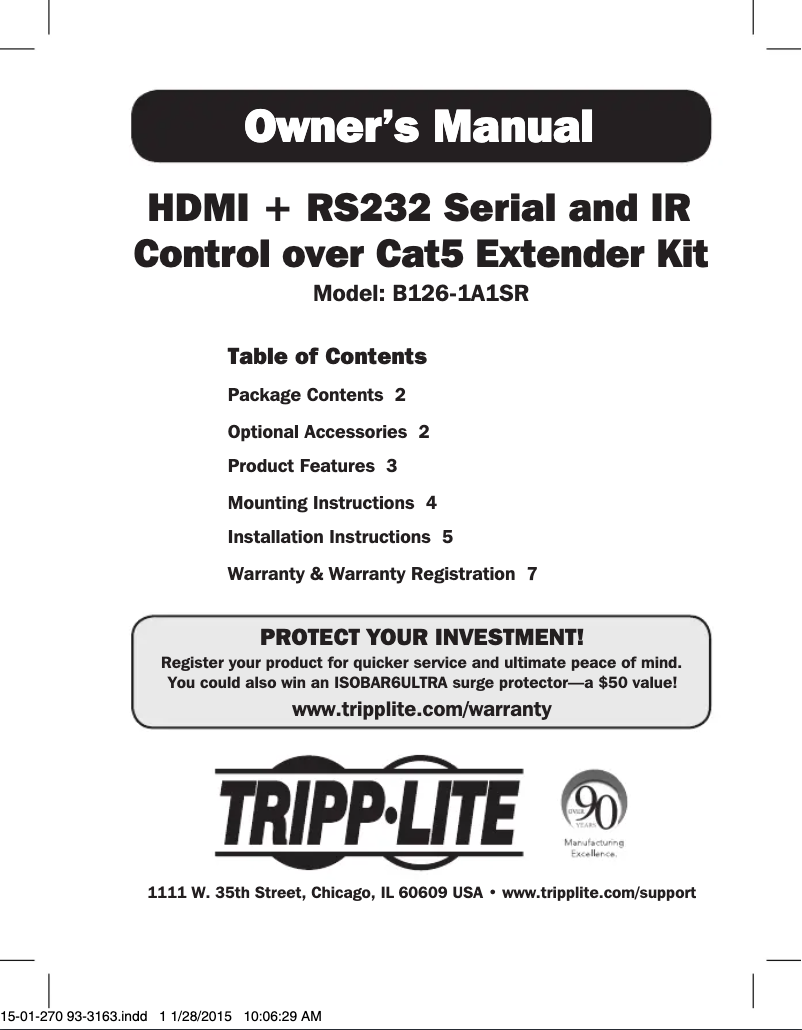 Page 1 de la notice Manuel utilisateur Tripp Lite B126-1A1SR