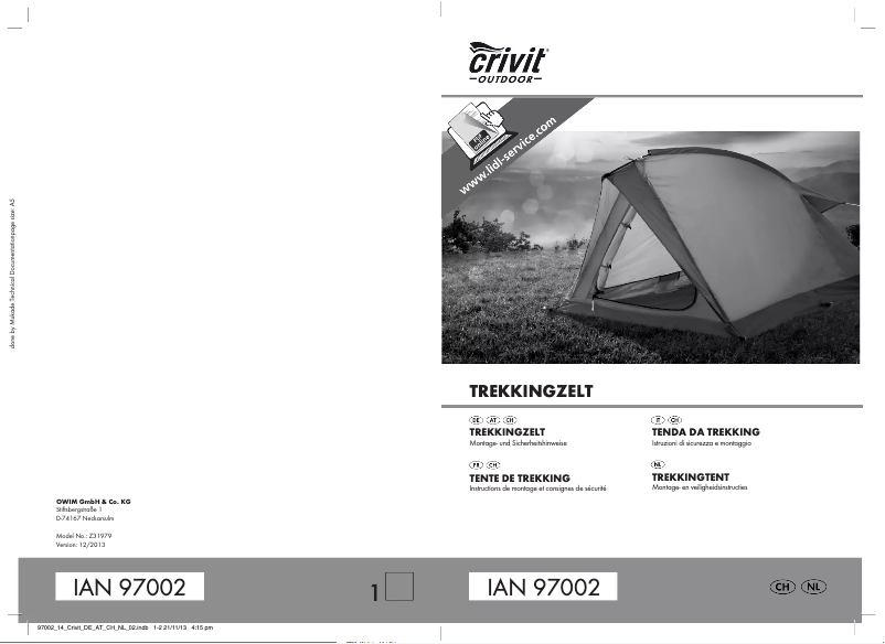 Page n°1 - Manuel utilisateur Crivit IAN 97002