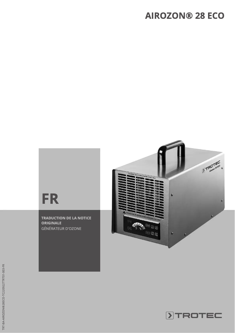 Image de la première page du manuel de l'appareil Airozon 28 ECO