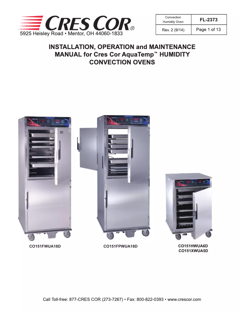 Page n°1 - Manuel utilisateur Cres Cor CO151XWUA5DX