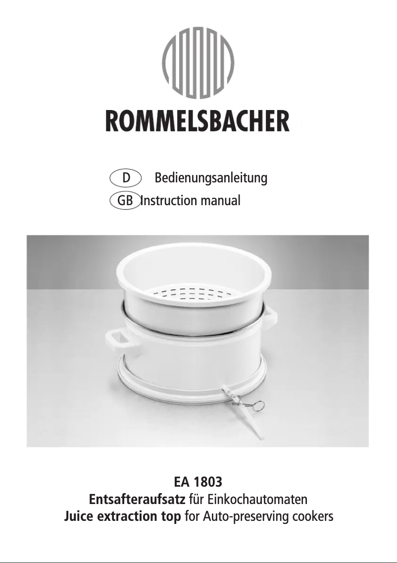 Página 1 del manual Manual de usuario Rommelsbacher EA 1803