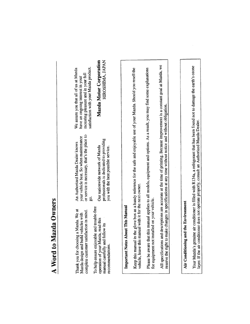 Page 1 de la notice Manuel utilisateur Mazda Millenia (2000)