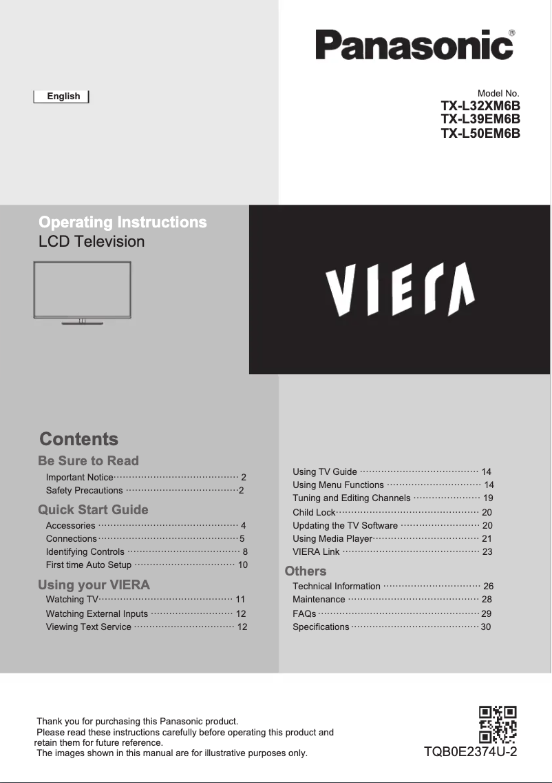 Image de la première page du manuel de l'appareil TX-L39EM6B