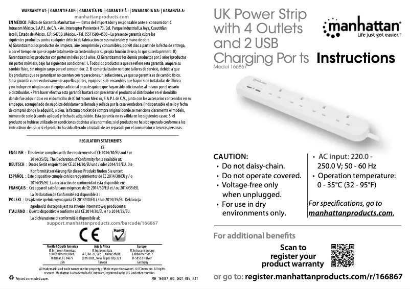 Page 1 de la notice Manuel utilisateur Manhattan 166867