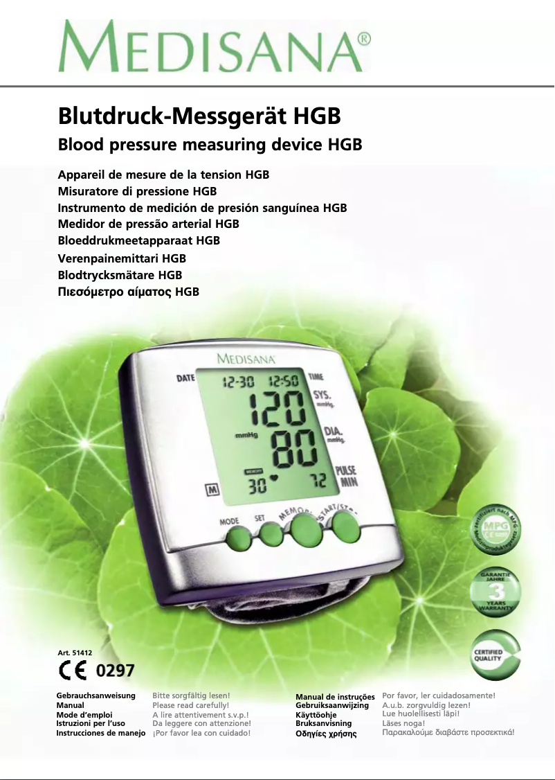 Página 1 del manual Manual de usuario Medisana HGB