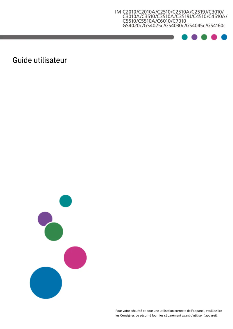 Image de la première page du manuel de l'appareil IM C3510